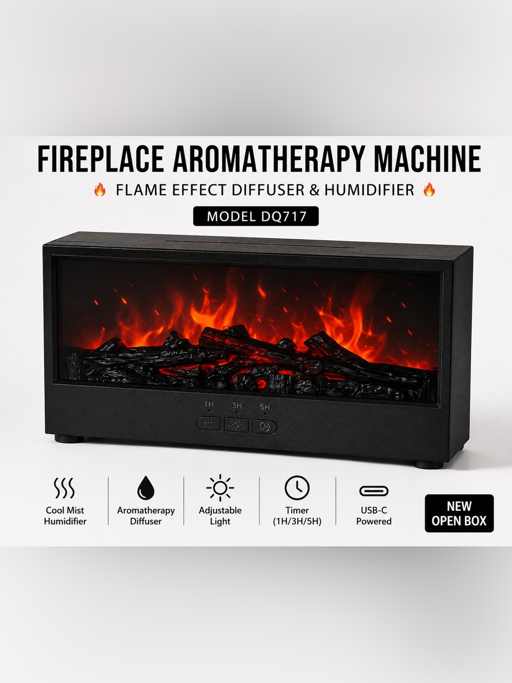 Fireplace Aromatherapy Machine Flame Effect Diffuser Humidifier DQ717